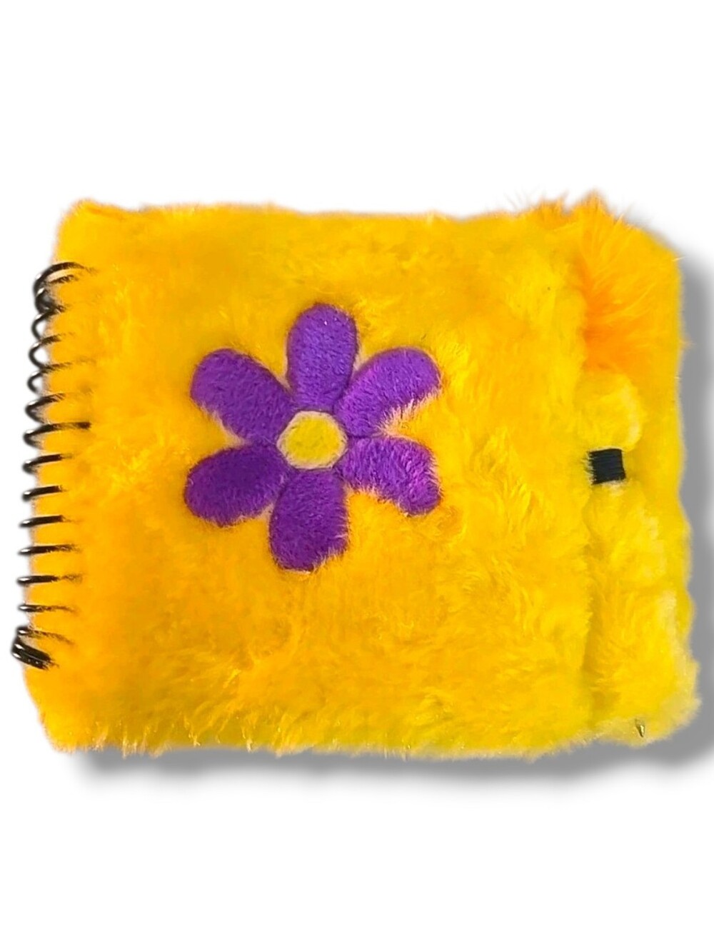 Fun Furr Furry Notebook With Pen Yellow With Purple Flower
